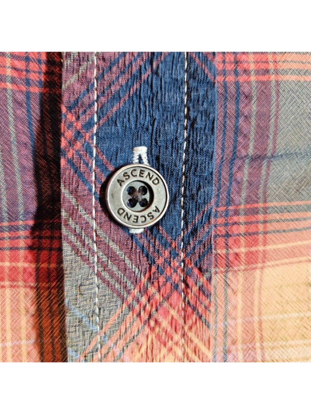 Ascend Plaid Short Sleeve Button Shirt Vented Mens L Breathable office outdoor - Picture 9 of 14
